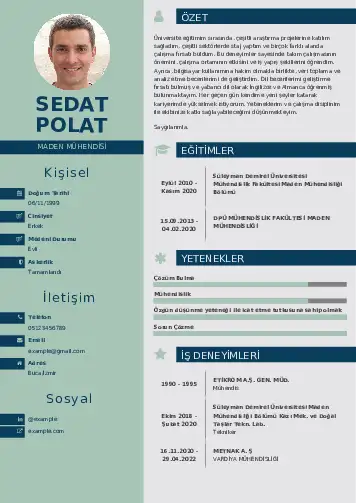 Maden Mühendisi Cv Örnekleri cv indir